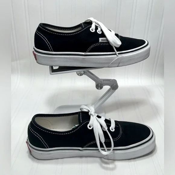 Vans Off The Wall Black and White Canvas Tennis Shoes Size Men 4.0 Women 5.5 - Picture 3 of 12